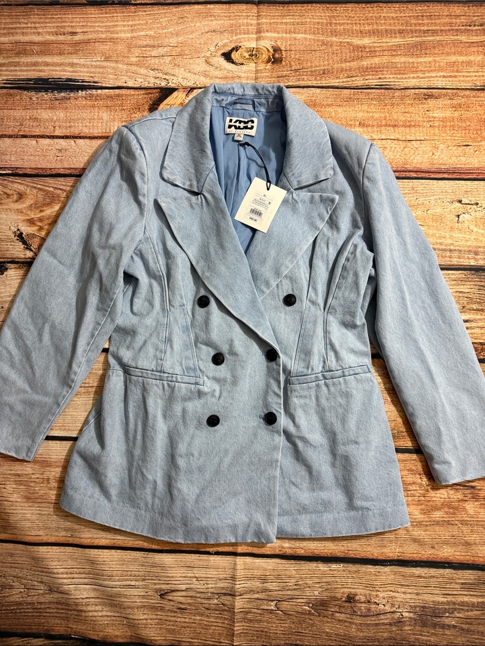 Light Blue Double-Breasted Women's Blazer Jacket - KBB by Kahlana